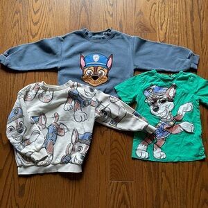 H&M - Paw Patrol Bundle - Chase - 4-6 years old. Two sweaters and a tee.
